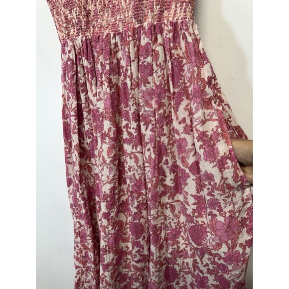 Free People  Women’s Sweet Nothings Midi Dress Women's Pink Floral Cotton Sz S - Picture 13 of 16